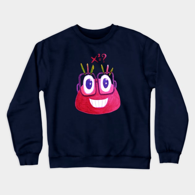 Cute Geek Mathematician Watercolor Candy Crewneck Sweatshirt by Boriana Giormova